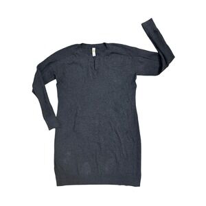 Lole Dark Gray Long Sleeve V-Neck Casual Sweater Dress Pockets‎ XL